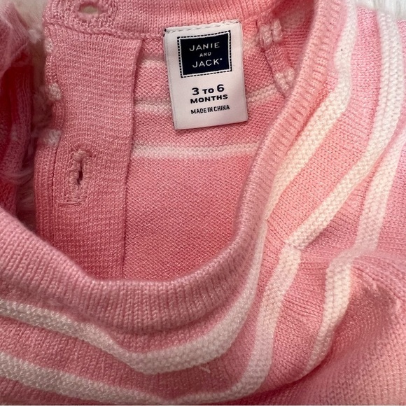 Janie and Jack Baby Pink Striped Knit Short Sleeve Fit and Flare Baby Dress - Picture 4 of 6